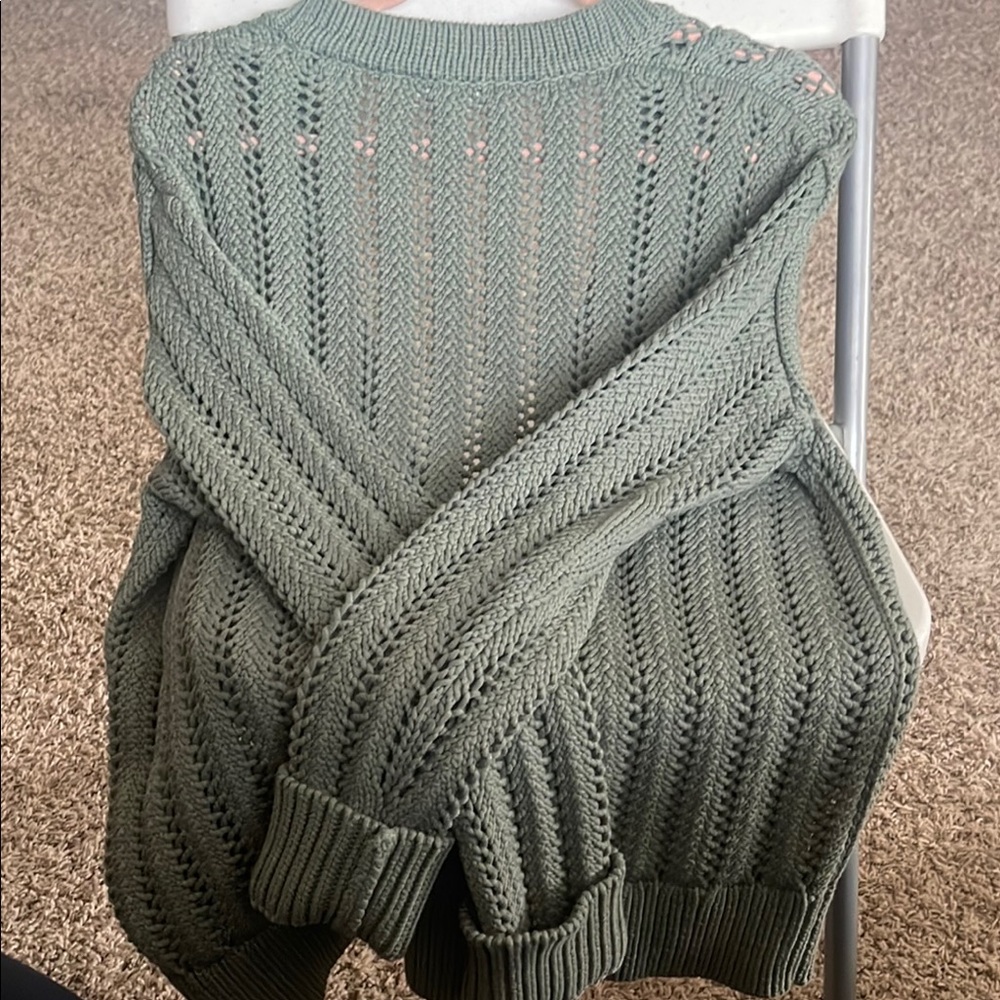 Cozy Olive Green Cardigan Sweater - Picture 10 of 15